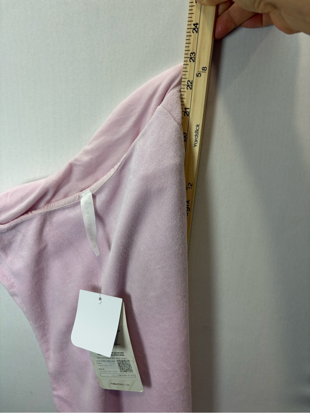 Fabletics Pink Terry Baby Doll Mini Dress XS Sleeveless Halter Button Solid - Picture 14 of 16